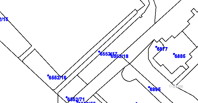 Parcela st. 6552/17 v KÚ Most II, Katastrální mapa