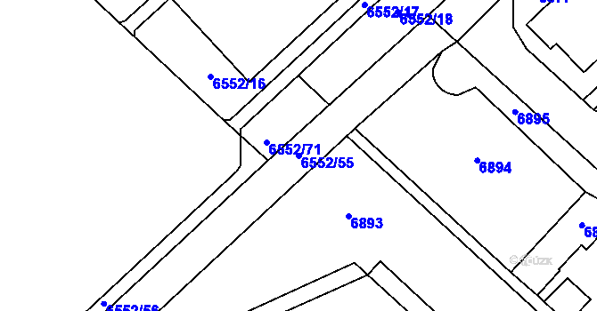Parcela st. 6552/55 v KÚ Most II, Katastrální mapa