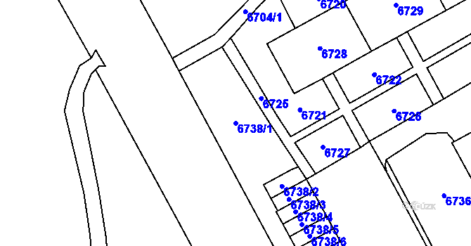 Parcela st. 6738/1 v KÚ Most II, Katastrální mapa