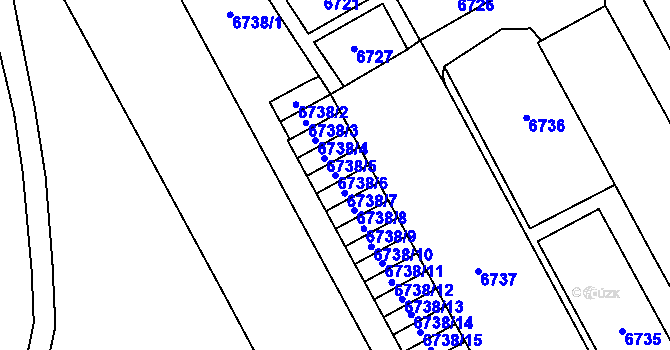 Parcela st. 6738/6 v KÚ Most II, Katastrální mapa