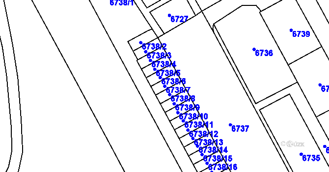 Parcela st. 6738/7 v KÚ Most II, Katastrální mapa