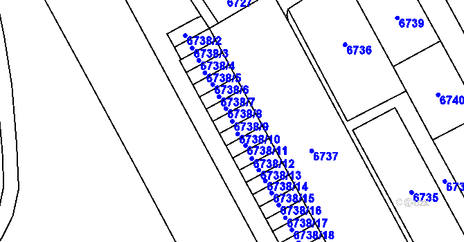 Parcela st. 6738/9 v KÚ Most II, Katastrální mapa
