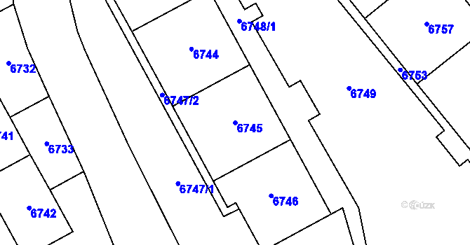 Parcela st. 6745 v KÚ Most II, Katastrální mapa