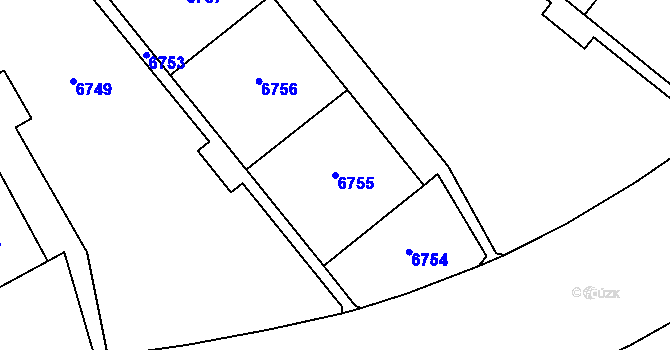 Parcela st. 6755 v KÚ Most II, Katastrální mapa