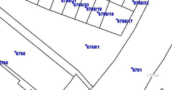 Parcela st. 6768/1 v KÚ Most II, Katastrální mapa