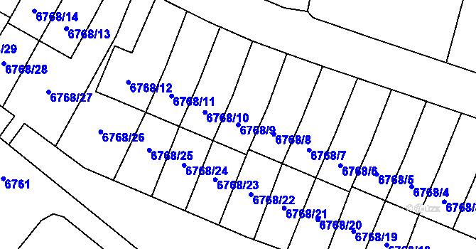 Parcela st. 6768/9 v KÚ Most II, Katastrální mapa
