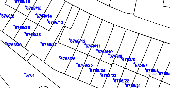 Parcela st. 6768/11 v KÚ Most II, Katastrální mapa