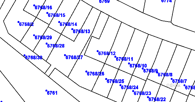 Parcela st. 6768/12 v KÚ Most II, Katastrální mapa