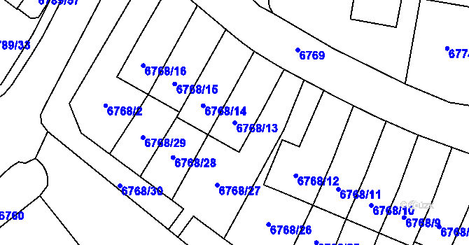 Parcela st. 6768/13 v KÚ Most II, Katastrální mapa