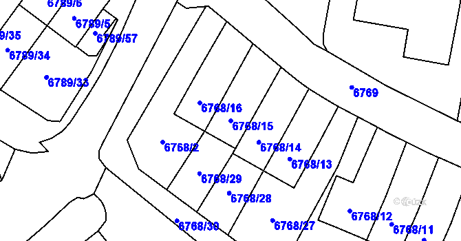 Parcela st. 6768/15 v KÚ Most II, Katastrální mapa