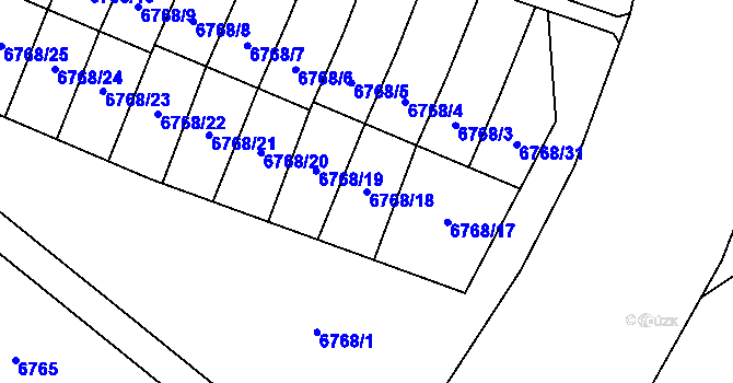 Parcela st. 6768/18 v KÚ Most II, Katastrální mapa