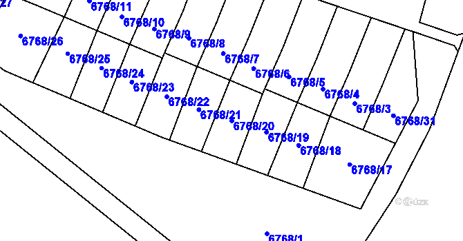 Parcela st. 6768/20 v KÚ Most II, Katastrální mapa