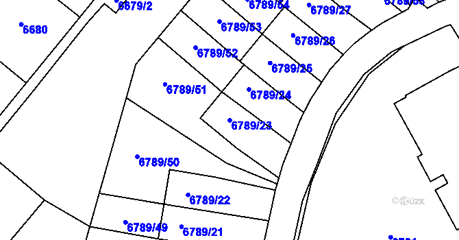 Parcela st. 6789/23 v KÚ Most II, Katastrální mapa