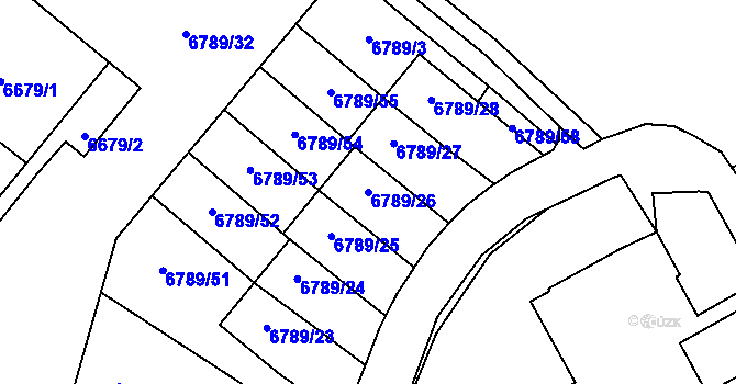 Parcela st. 6789/26 v KÚ Most II, Katastrální mapa