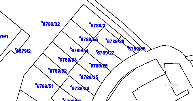 Parcela st. 6789/27 v KÚ Most II, Katastrální mapa