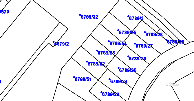 Parcela st. 6789/53 v KÚ Most II, Katastrální mapa