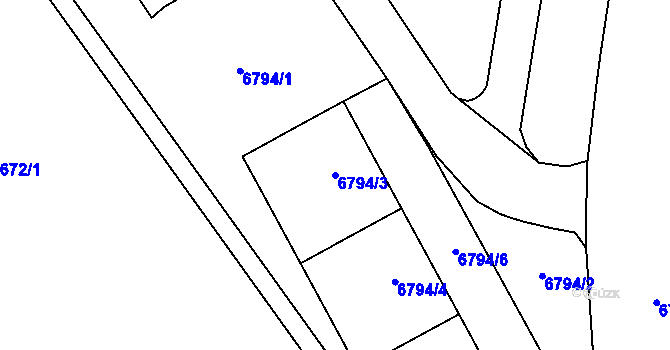 Parcela st. 6794/3 v KÚ Most II, Katastrální mapa