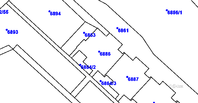Parcela st. 6886 v KÚ Most II, Katastrální mapa