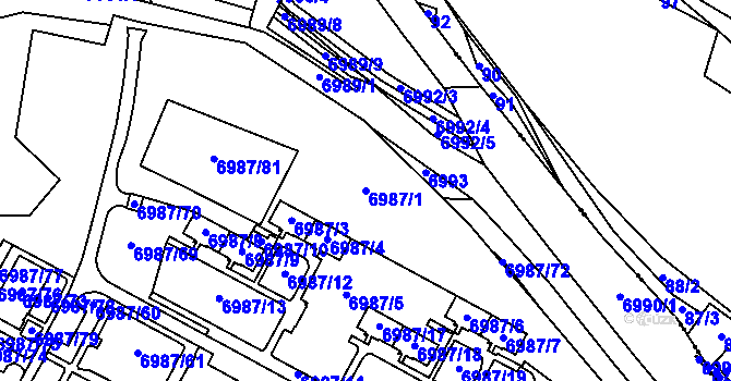 Parcela st. 6987/1 v KÚ Most II, Katastrální mapa