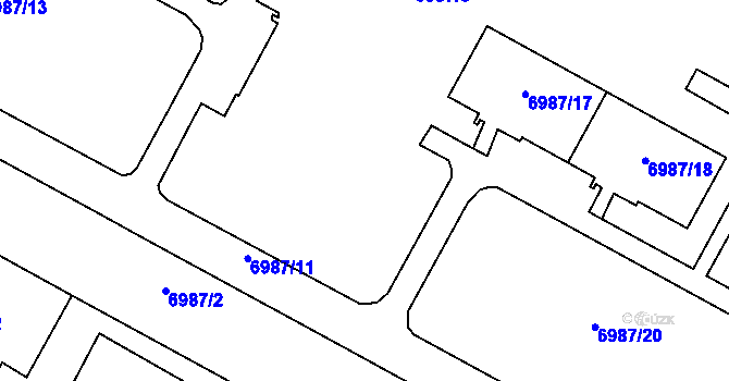 Parcela st. 6987/16 v KÚ Most II, Katastrální mapa