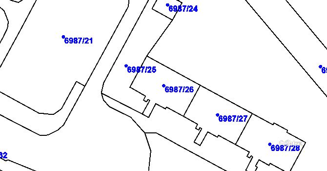 Parcela st. 6987/26 v KÚ Most II, Katastrální mapa