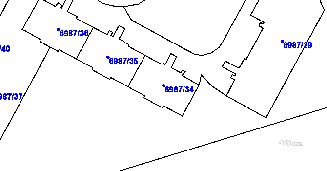 Parcela st. 6987/34 v KÚ Most II, Katastrální mapa