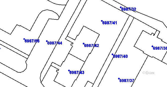 Parcela st. 6987/42 v KÚ Most II, Katastrální mapa