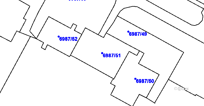 Parcela st. 6987/51 v KÚ Most II, Katastrální mapa