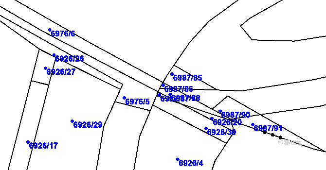 Parcela st. 6987/86 v KÚ Most II, Katastrální mapa