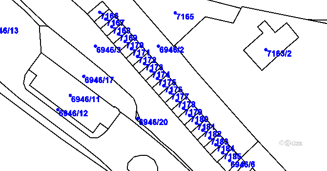 Parcela st. 7176 v KÚ Most II, Katastrální mapa