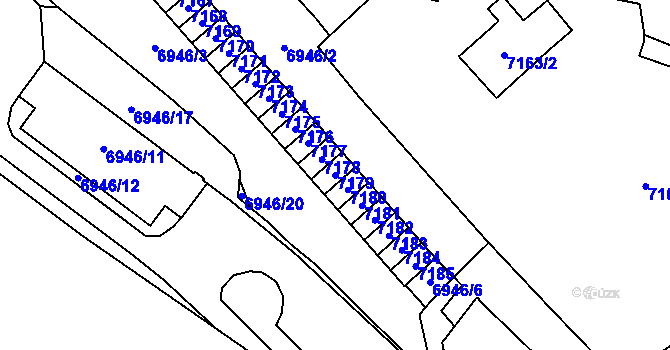 Parcela st. 7179 v KÚ Most II, Katastrální mapa