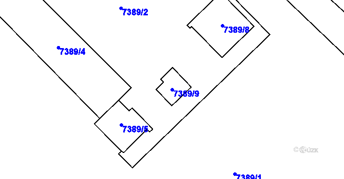 Parcela st. 7389/9 v KÚ Most II, Katastrální mapa