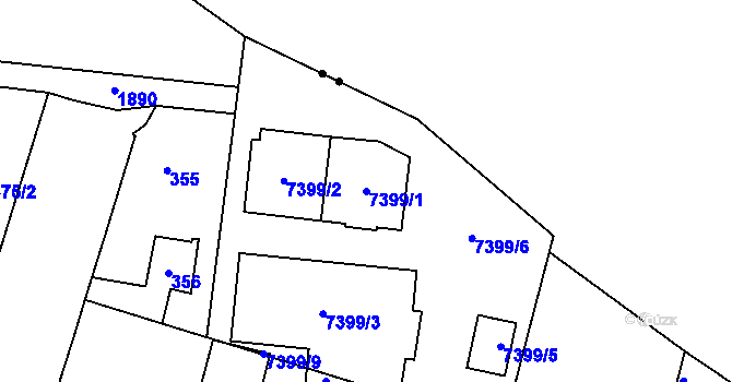 Parcela st. 7399/1 v KÚ Most II, Katastrální mapa