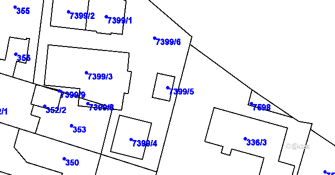 Parcela st. 7399/5 v KÚ Most II, Katastrální mapa