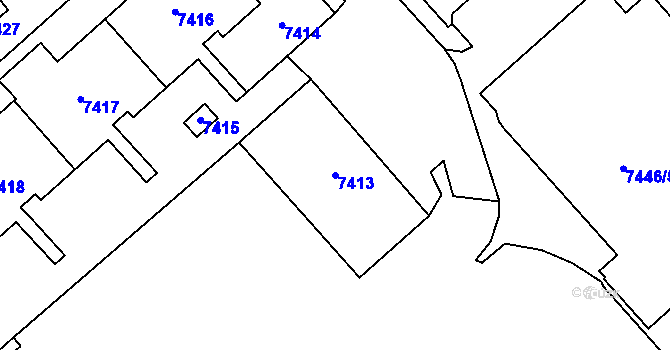Parcela st. 7413 v KÚ Most II, Katastrální mapa