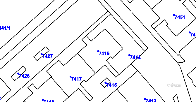 Parcela st. 7416 v KÚ Most II, Katastrální mapa