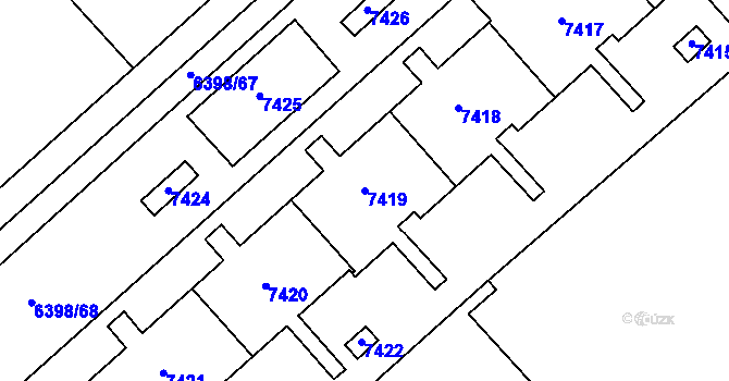 Parcela st. 7419 v KÚ Most II, Katastrální mapa