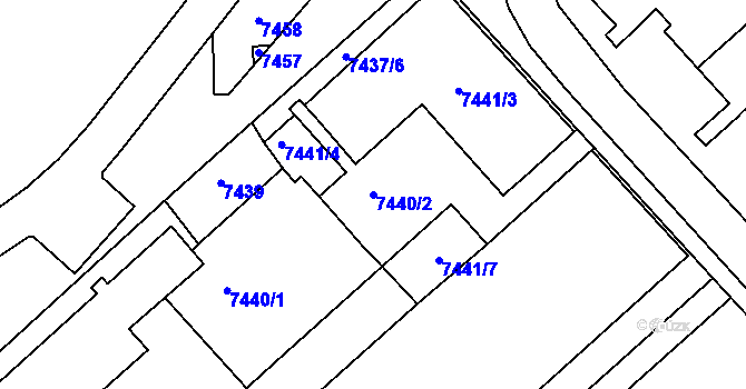 Parcela st. 7440/2 v KÚ Most II, Katastrální mapa