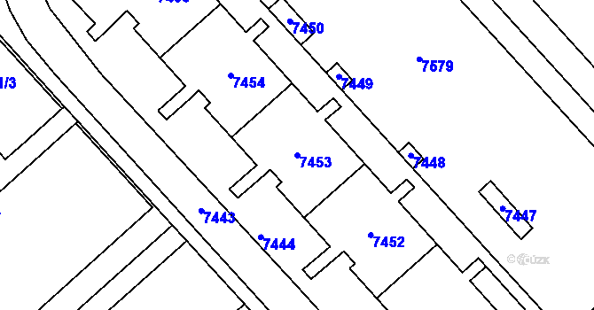 Parcela st. 7453 v KÚ Most II, Katastrální mapa