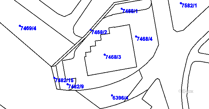 Parcela st. 7468/3 v KÚ Most II, Katastrální mapa