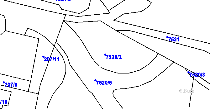 Parcela st. 7520/2 v KÚ Most II, Katastrální mapa