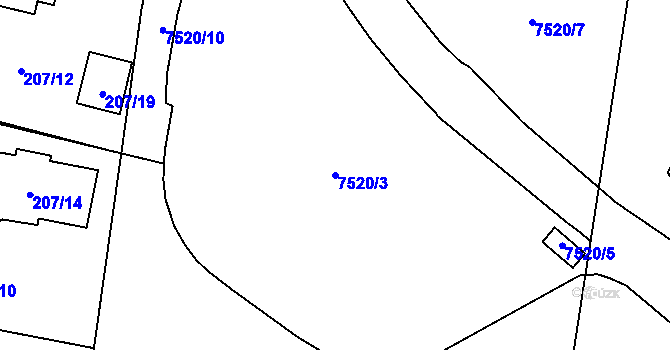 Parcela st. 7520/3 v KÚ Most II, Katastrální mapa