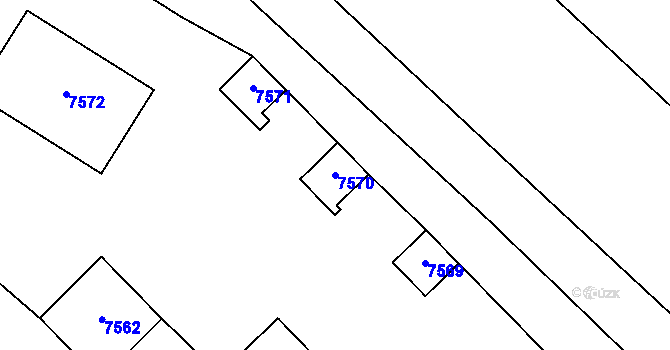 Parcela st. 7570 v KÚ Most II, Katastrální mapa