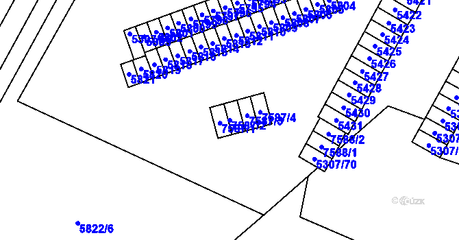 Parcela st. 7587/2 v KÚ Most II, Katastrální mapa