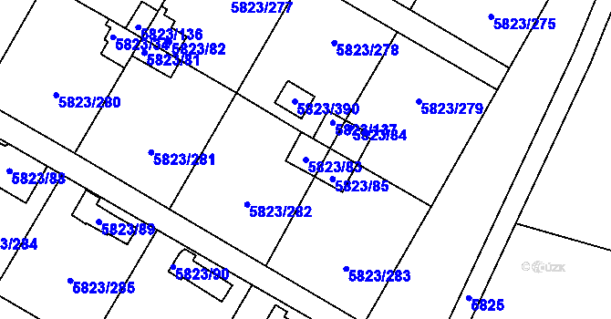 Parcela st. 5823/83 v KÚ Most II, Katastrální mapa