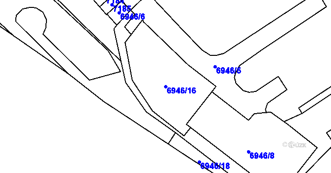 Parcela st. 6946/16 v KÚ Most II, Katastrální mapa