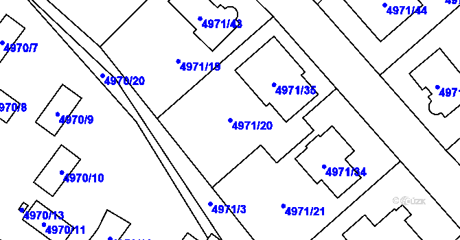 Parcela st. 4971/20 v KÚ Most II, Katastrální mapa