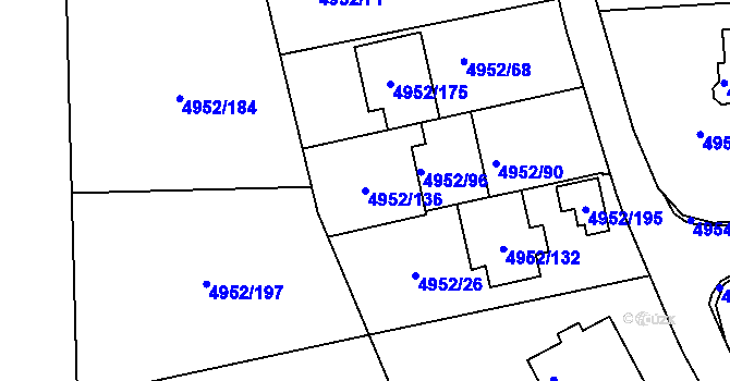 Parcela st. 4952/136 v KÚ Most II, Katastrální mapa