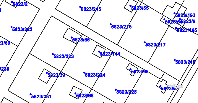 Parcela st. 5823/144 v KÚ Most II, Katastrální mapa