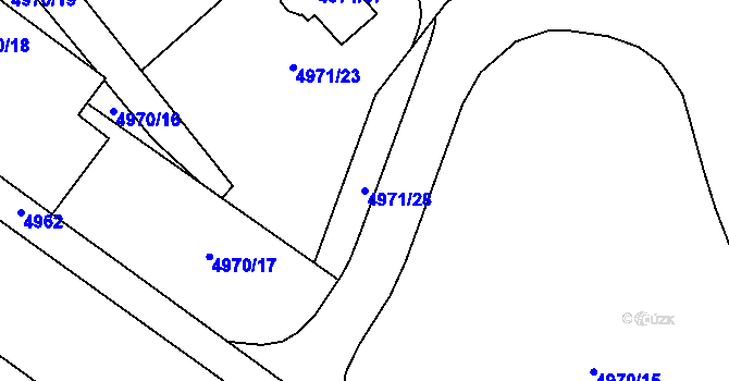 Parcela st. 4971/28 v KÚ Most II, Katastrální mapa